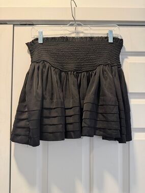 Mustard Seed Black Smocked Tiered Mini Skirt